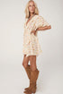 The Boho Floral Tassel Tie V Neck Ruffle Wide Sleeve Mini Dress
