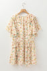 The Boho Floral Tassel Tie V Neck Ruffle Wide Sleeve Mini Dress