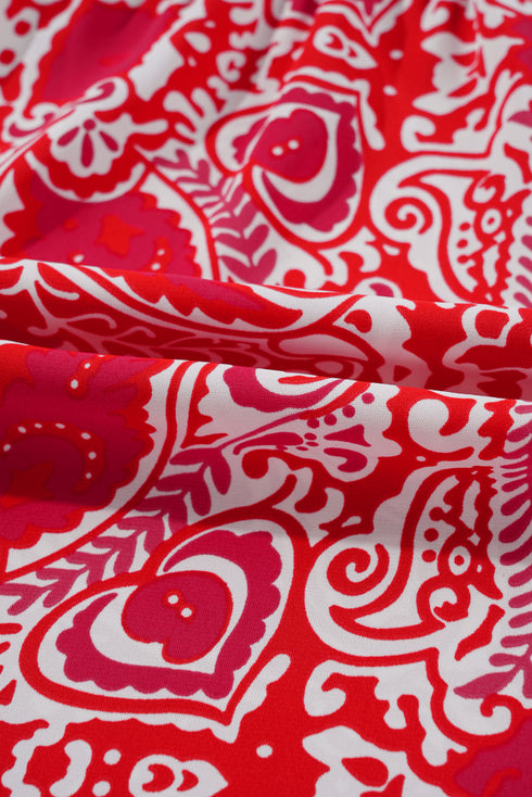 The Charleston Elegance Paisley Puff Sleeve Maxi Dress