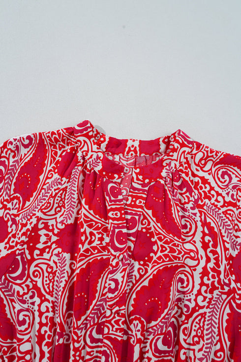 The Charleston Elegance Paisley Puff Sleeve Maxi Dress