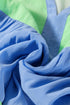 The Colorblock Frilled V Neck Puff Half Sleeve Shift Dress