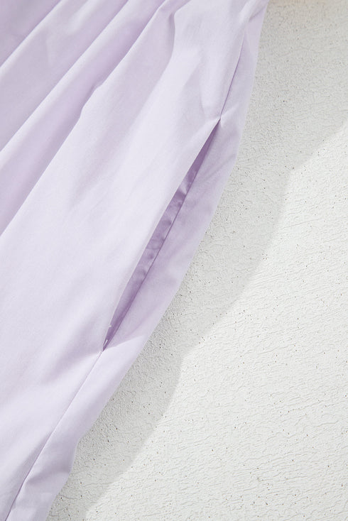 The Colorblock Self-tie Straps High Waist Flowy Maxi Dress with Pockets
