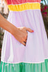 The Colorblock Self-tie Straps High Waist Flowy Maxi Dress with Pockets