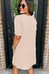 The Corded Knit Crew Neck Puff Sleeve Shift Mini Dress
