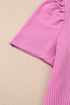 The Corded Knit Crew Neck Puff Sleeve Shift Mini Dress