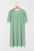 The Corded Knit Crew Neck Puff Sleeve Shift Mini Dress