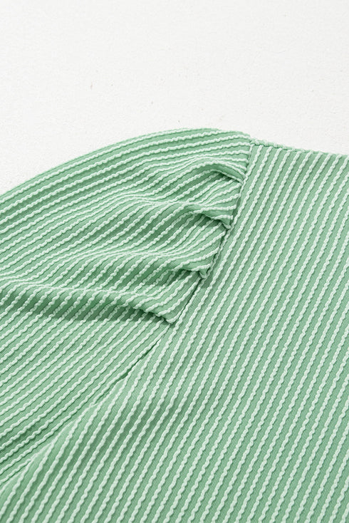 The Corded Knit Crew Neck Puff Sleeve Shift Mini Dress