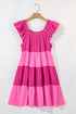 The Crinkled Colorblock Patchwork Flutter Tievibrant Mini Dress