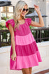The Crinkled Colorblock Patchwork Flutter Tievibrant Mini Dress