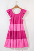The Crinkled Colorblock Patchwork Flutter Tievibrant Mini Dress