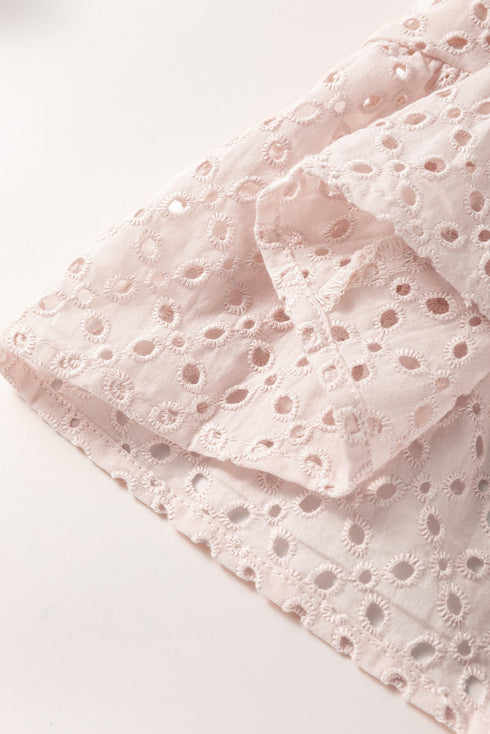 The Delicacy Embroidevibrant Eyelets Ruffled Hem Sleeveless Mini Dress