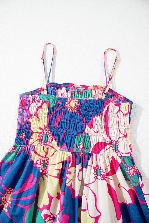The Floral Print Shir Spaghetti Strap Loose Maxi Dress