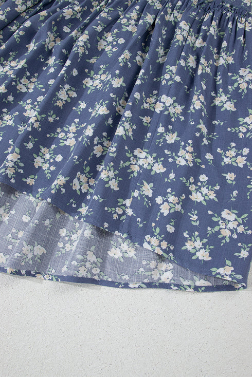 The Floral Spaghetti Strap Frilled V Neck Tie Midi Dress