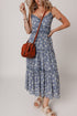 The Floral Spaghetti Strap Frilled V Neck Tie Midi Dress