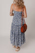 The Floral Spaghetti Strap Frilled V Neck Tie Midi Dress