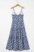 The Floral Spaghetti Strap Frilled V Neck Tie Midi Dress