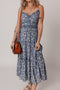The Floral Spaghetti Strap Frilled V Neck Tie Midi Dress