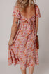 The Floral Square Neck Knotted Ruffle Midi Dress