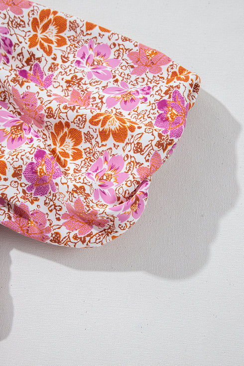 The Floral Square Neck Knotted Ruffle Midi Dress