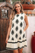 The Geometric Printed Sleeveless Hollowed Bowknot Back Mini Dress