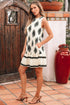 The Geometric Printed Sleeveless Hollowed Bowknot Back Mini Dress