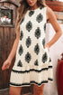 The Geometric Printed Sleeveless Hollowed Bowknot Back Mini Dress