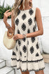 The Geometric Printed Sleeveless Hollowed Bowknot Back Mini Dress