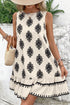 The Geometric Printed Sleeveless Hollowed Bowknot Back Mini Dress