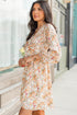 The Isabella Boho Floral V Neck Ruffled Empire Waist Long Sleeve Mini Ensemble
