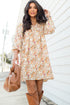 The Isabella Boho Floral V Neck Ruffled Empire Waist Long Sleeve Mini Ensemble