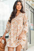 The Isabella Boho Floral V Neck Ruffled Empire Waist Long Sleeve Mini Ensemble