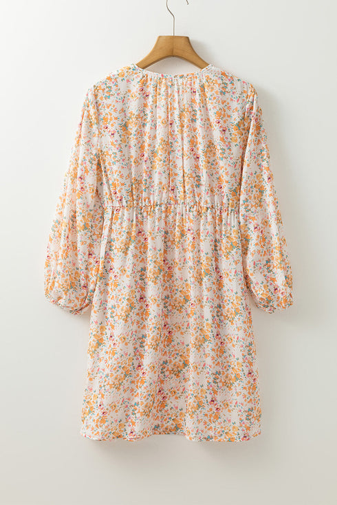 The Isabella Boho Floral V Neck Ruffled Empire Waist Long Sleeve Mini Ensemble