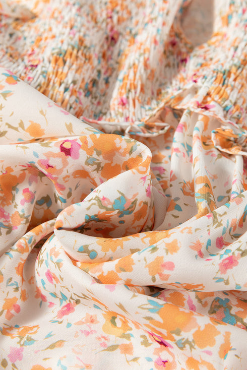 The Isabella Boho Floral V Neck Ruffled Empire Waist Long Sleeve Mini Ensemble