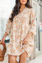 The Isabella Boho Floral V Neck Ruffled Empire Waist Long Sleeve Mini Ensemble