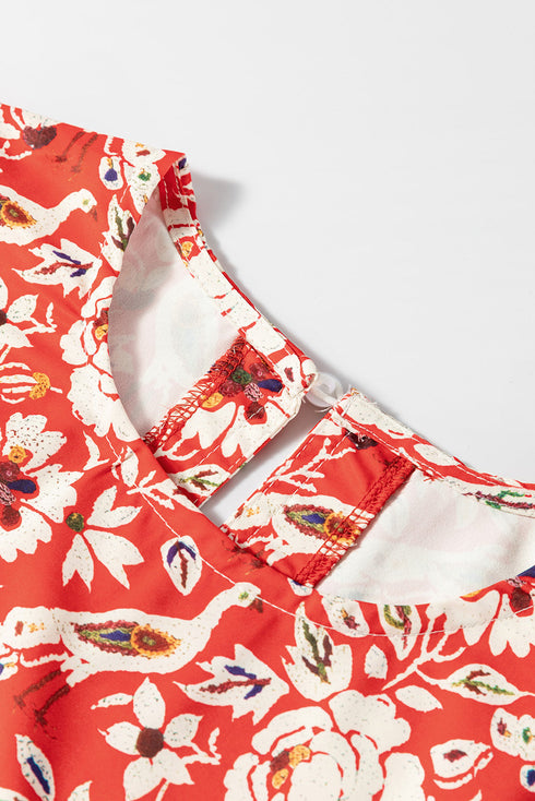 The Isabella Floral Patchwork Long Sleeve Pleated Mini Ensemble