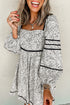 The Isabella Floral Print Open Back Balloon Sleeve Square Neck Mini Ensemble