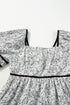 The Isabella Floral Print Open Back Balloon Sleeve Square Neck Mini Ensemble