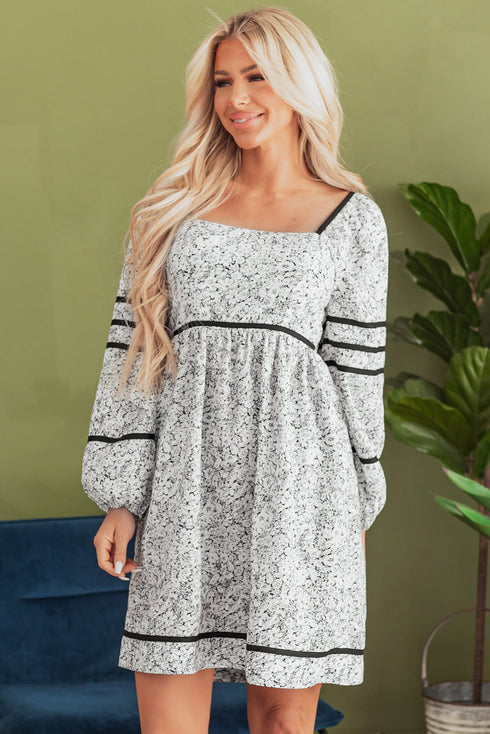 The Isabella Floral Print Open Back Balloon Sleeve Square Neck Mini Ensemble