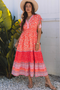 The Isabella Floral Print Tasseled Tied Sleeve Empire Waist Maxi Ensemble