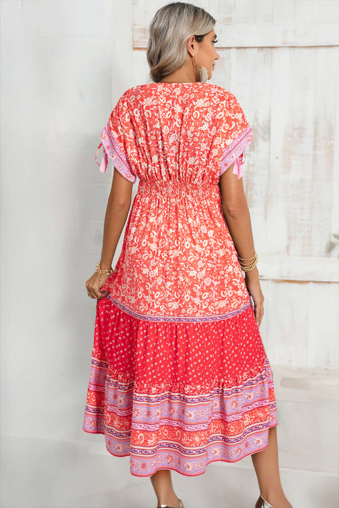The Isabella Floral Print Tasseled Tied Sleeve Empire Waist Maxi Ensemble