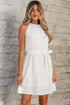 The Isabella Lace Sleeveless Knot Hollow Out Back Tied Waist Mini Ensemble