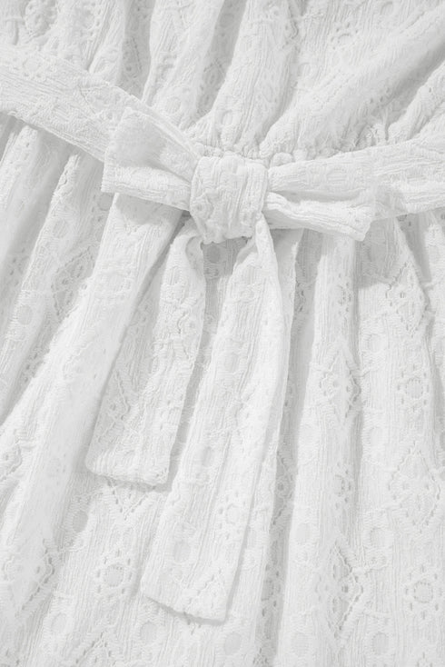 The Isabella Lace Sleeveless Knot Hollow Out Back Tied Waist Mini Ensemble
