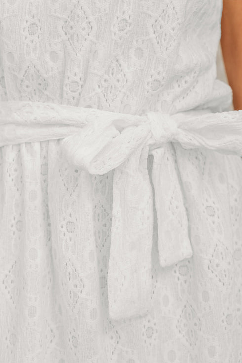 The Isabella Lace Sleeveless Knot Hollow Out Back Tied Waist Mini Ensemble