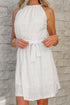 The Isabella Lace Sleeveless Knot Hollow Out Back Tied Waist Mini Ensemble