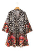 The Isabella Retro Floral Mixed Print Split Neck A-line Ensemble