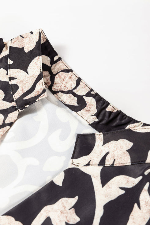 The Isabella Retro Floral Mixed Print Split Neck A-line Ensemble