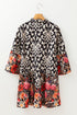 The Isabella Retro Floral Mixed Print Split Neck A-line Ensemble