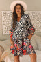 The Isabella Retro Floral Mixed Print Split Neck A-line Ensemble