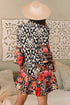 The Isabella Retro Floral Mixed Print Split Neck A-line Ensemble