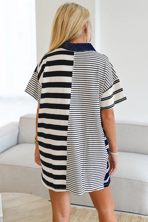 The Isabella Stripe Half Placket Polo T Shirt Ensemble